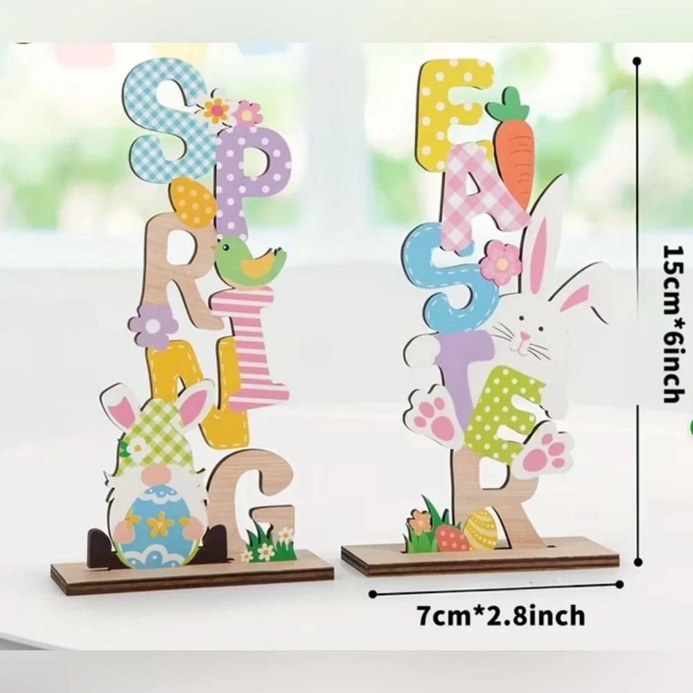 Colorful Easter and Spring Wooden Decor‎ Set of 2